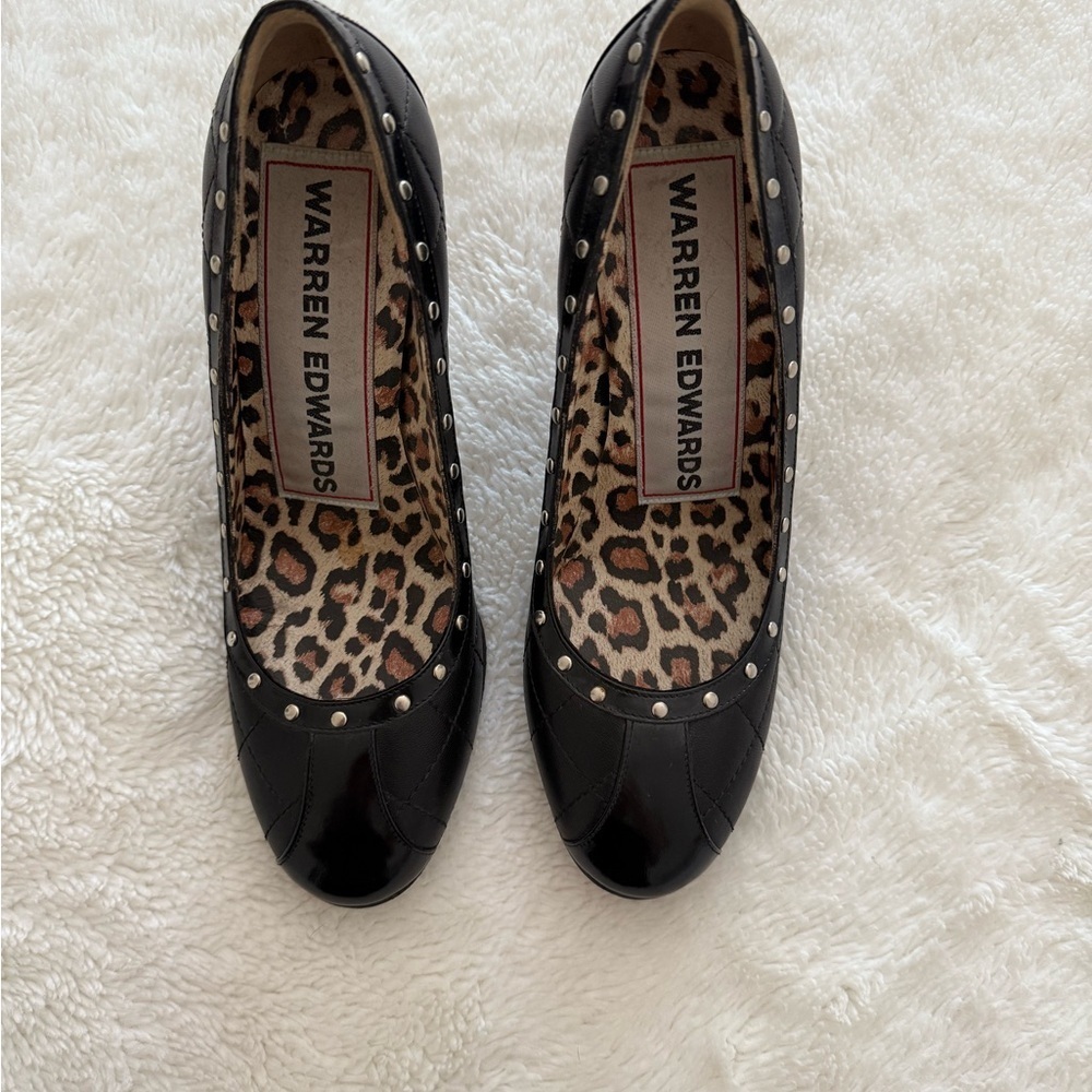 Warren Edwards Black Studded Women's Heels Size 7.5